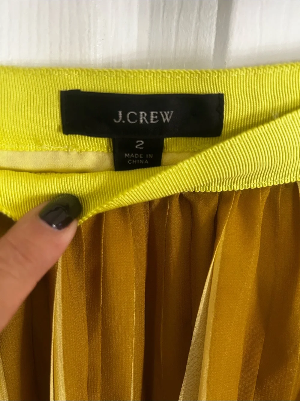 J. Crew Pleated Midi Skirt in Mustard and Lemon Waistband